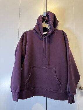 Aritzia TNA Sweatfleece Boyfriend Fit Hoodie in Plum Size L